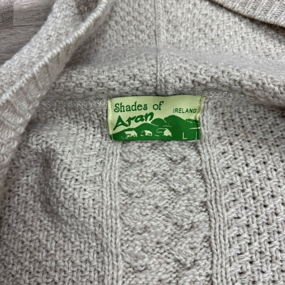 Shades of Aran Irish Wool Knit Sweater Women’s Large Zip Up Fisherman Hooded - Picture 7 of 7